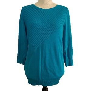 Teal Women's Sweater cotton Blend Pullover NEW